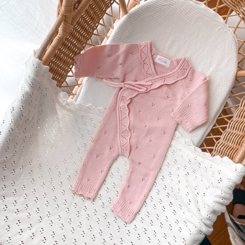 Pointelle romper with booties
